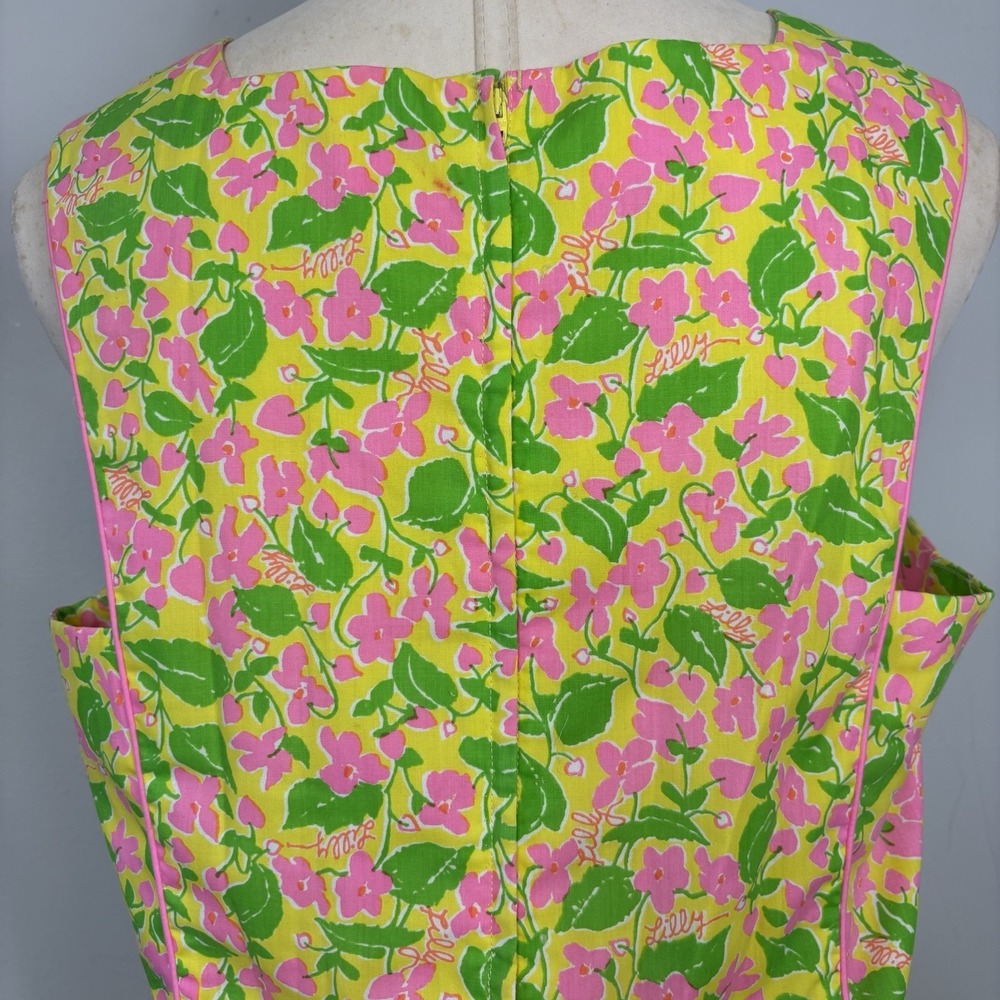 Vtg 70s Lilly Pulitzer The Lilly Floral Midi Dress Pink Sz 14 60s Cottagecore - Picture 8 of 12
